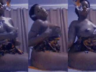 Watch As This Naija Girl Rubs And Squeezes Her Oily Boobs As It’s Been Oiled Up