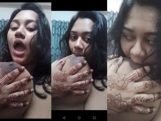 Busty Pakistani Lady With Very Large Boobs Sucks Her Own Boobs As She Flaunts It