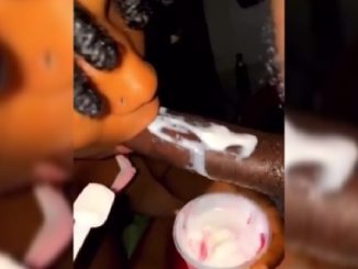 Enjoying Ice Cream From His Dick