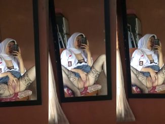Indonesian Girl In White Hijab Flaunts Her Pussy And Rubs It In Mirror Selfie Video