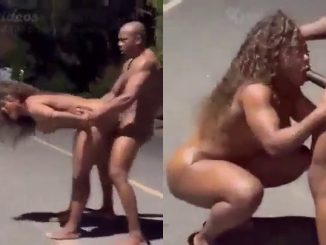 Very Horny Couple Strips Naked And Fucks Out Side At The Middle Of The Road